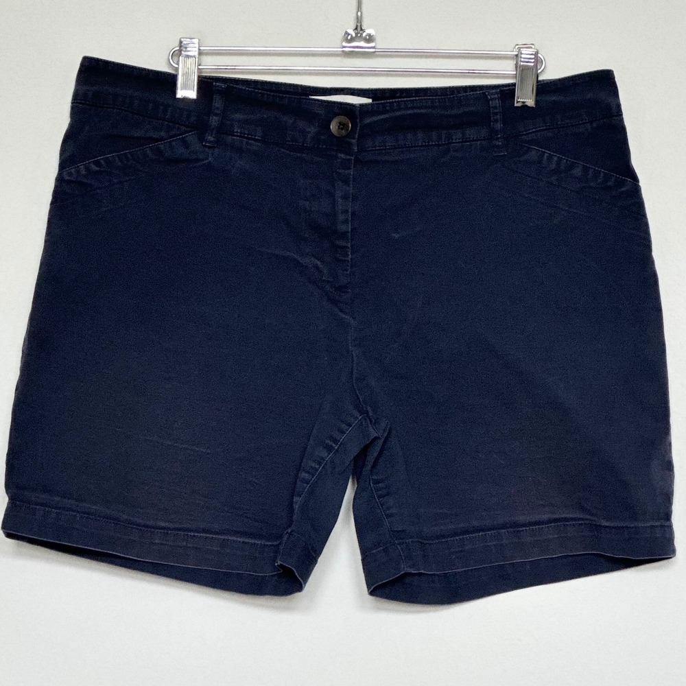 Talbots Petites Navy Blue Chino‎ Shorts Womens 14P Cotton Stretch BD1024